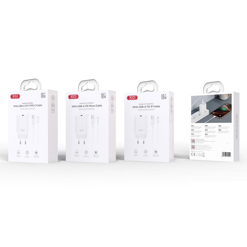 XO wall charger CE33 QC 18W 1x USB white - Billede 3