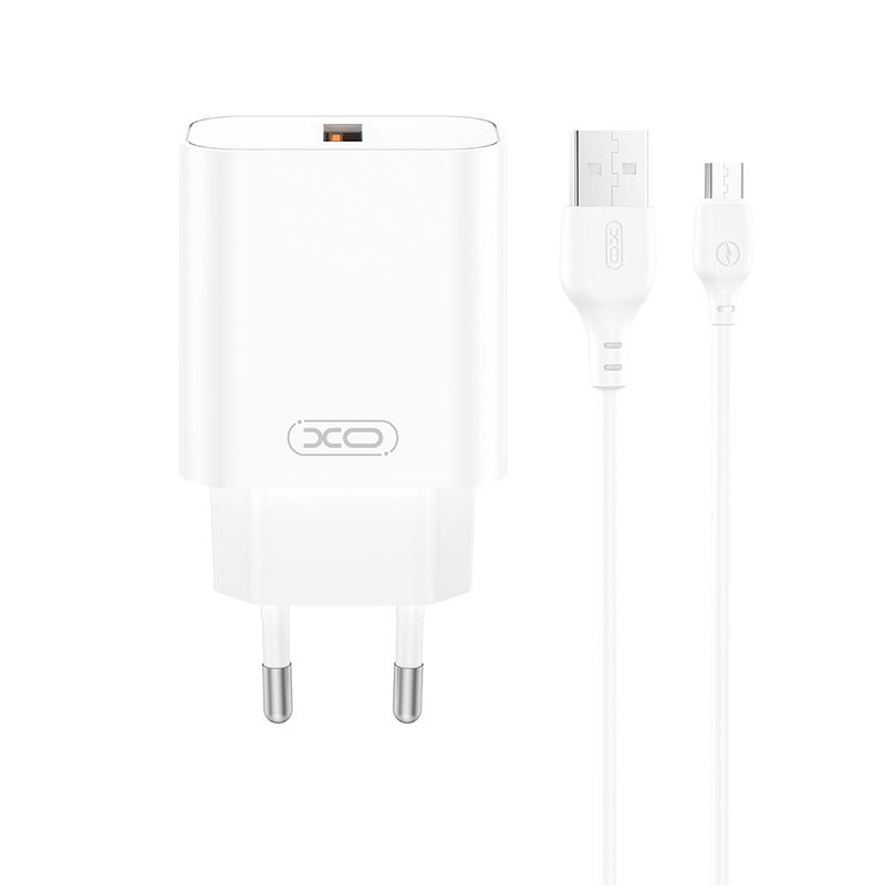 XO wall charger CE33 QC 18W 1x USB white + cable USB-C
