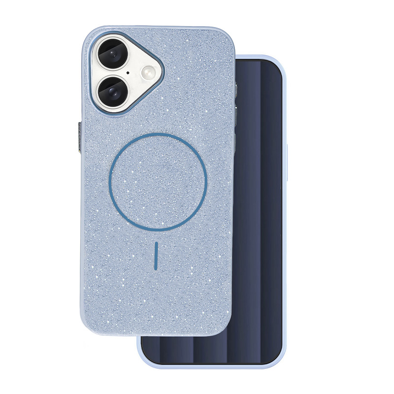 Glitter Thin Mag case for iPhone 16 6,1" blue