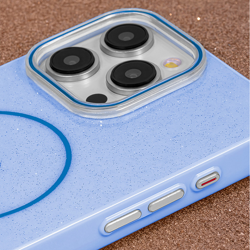 Glitter Thin Mag case for iPhone 16 6,1" blue - Billede 3