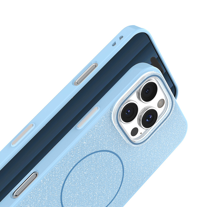 Glitter Thin Mag case for iPhone 16 6,1" blue - Billede 4