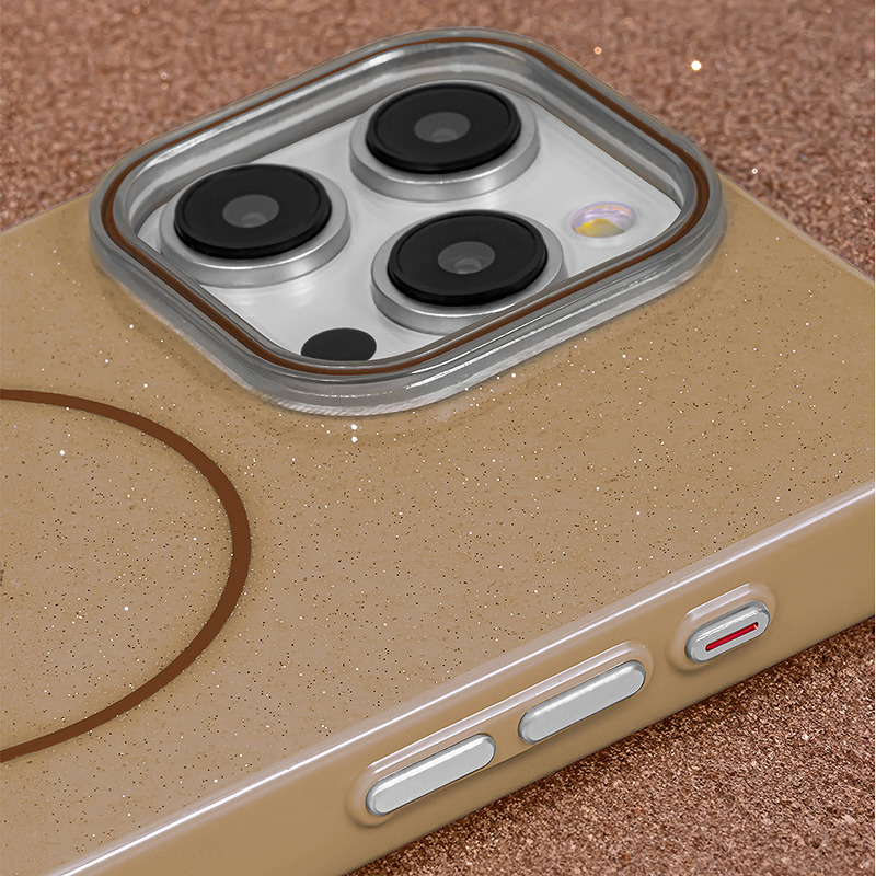 Glitter Thin Mag case for iPhone 12 / 12 Pro 6,1" brown - Billede 3