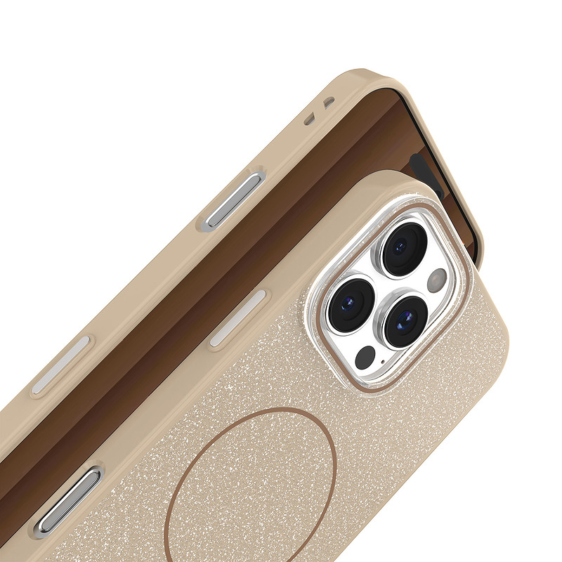 Glitter Thin Mag case for iPhone 12 / 12 Pro 6,1" brown - Billede 4