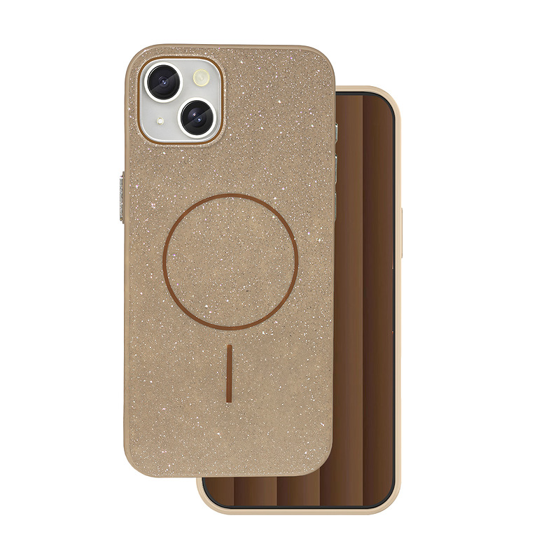 Glitter Thin Mag case for iPhone 13 6,1" brown
