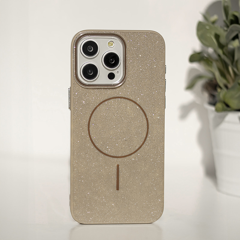 Glitter Thin Mag case for iPhone 13 6,1" brown - Billede 2