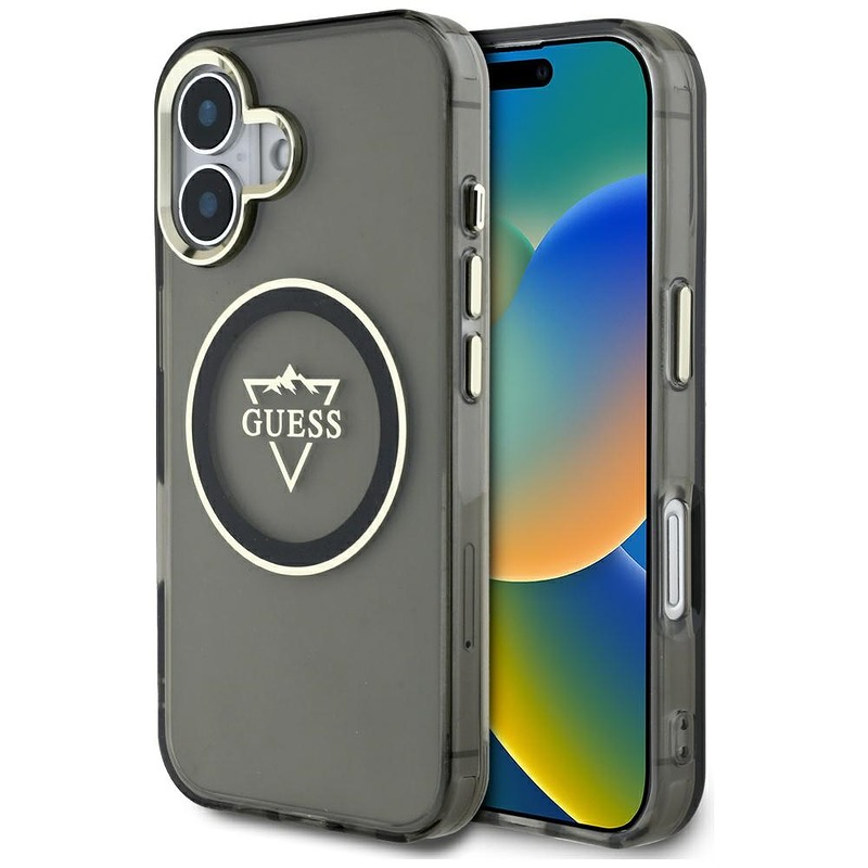 Guess Hardcase MagSafe IML Metal Mountain Logo Case for iPhone 16 6,1" Black