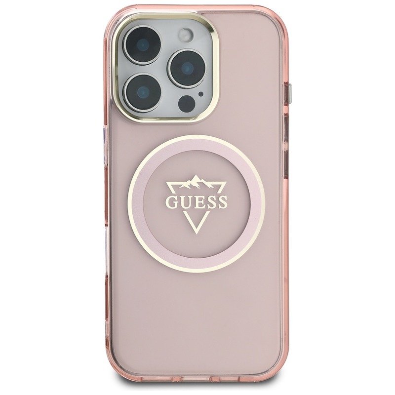 Guess Hardcase MagSafe IML Metal Mountain Logo Case for iPhone 16 Pro 6,3" Pink - Billede 3