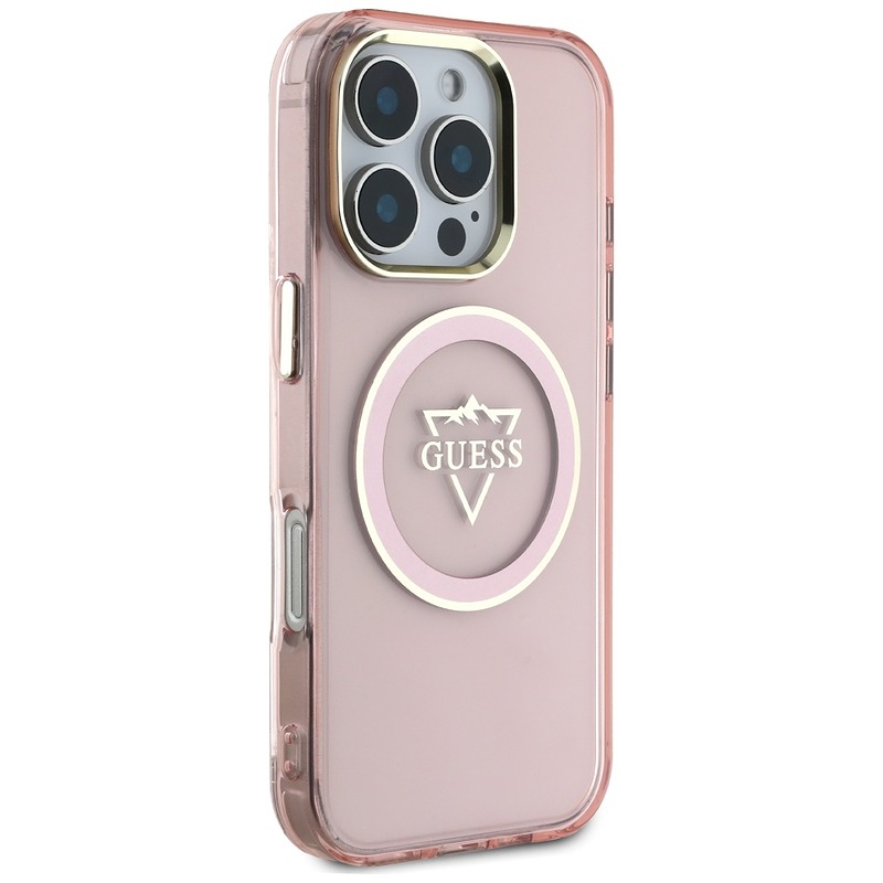 Guess Hardcase MagSafe IML Metal Mountain Logo Case for iPhone 16 Pro 6,3" Pink - Billede 4
