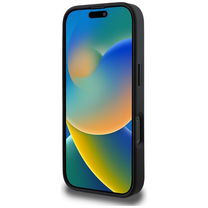 Guess Hardcase PU Grained Hot Stamp 4G Triangle Metal Case for iPhone 16 Pro 6,3" Black - Billede 5