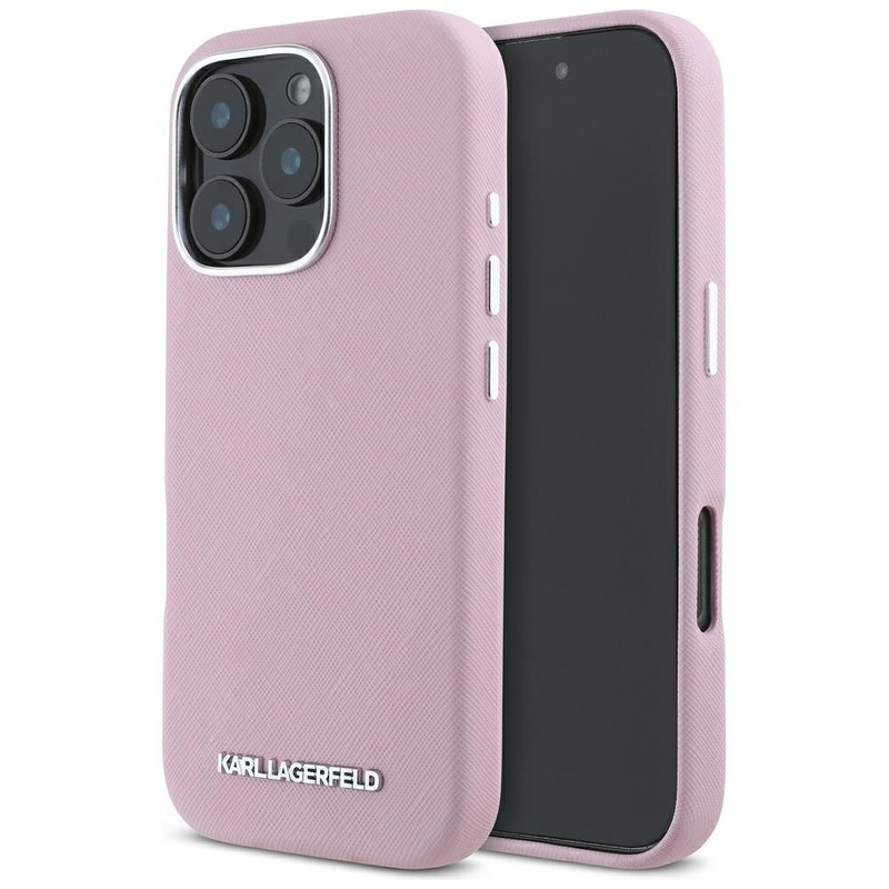 Karl Lagerfeld Hardcase MagSafe FW Saffiano Metal Logo case for iPhone 16 Pro 6,3" Pink