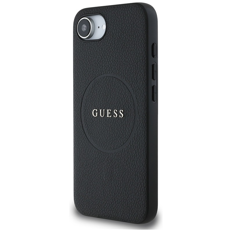 Guess HC MagSafe PU Grained Gold Ring case for iPhone 16e Black - Billede 2