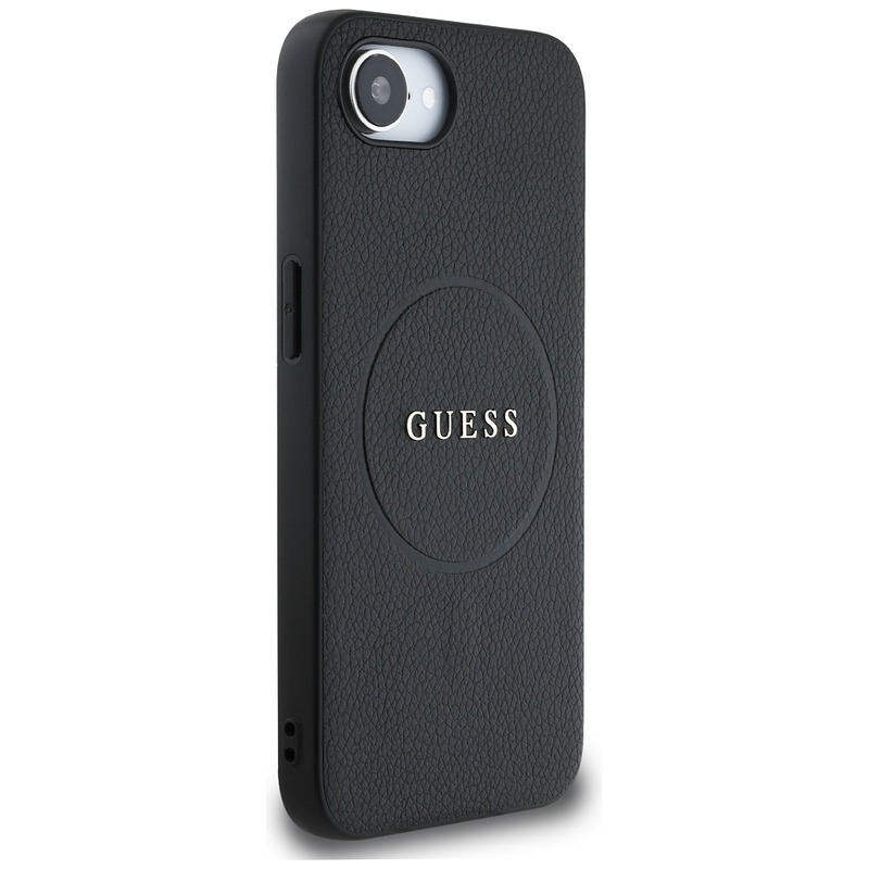 Guess HC MagSafe PU Grained Gold Ring case for iPhone 16e Black - Billede 4