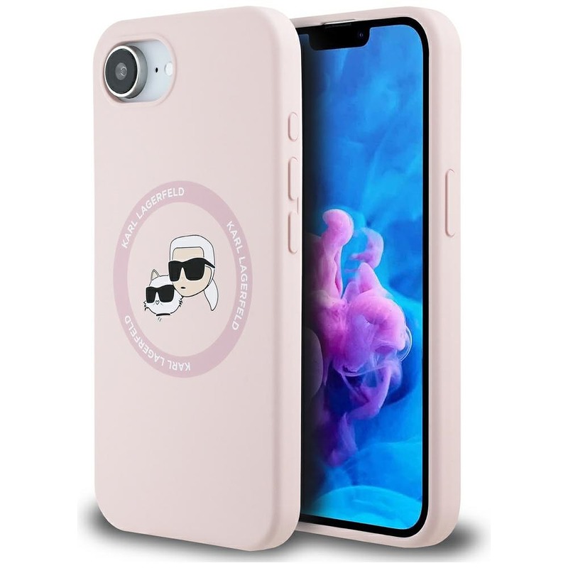 Karl Lagerfeld HC MagSafe Silicone Double Heads case for iPhone 16e Pink