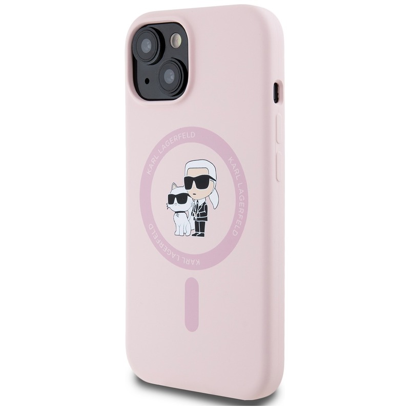 Karl Lagerfeld HC MagSafe Silicone KC Body Ring case for iPhone 15 Pink - Billede 2