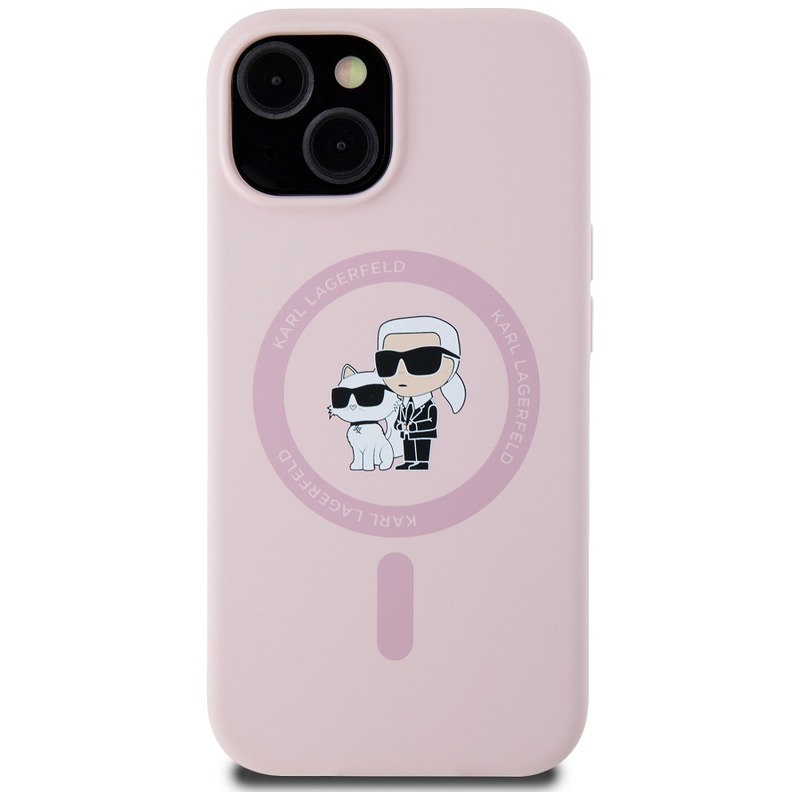 Karl Lagerfeld HC MagSafe Silicone KC Body Ring case for iPhone 15 Pink - Billede 3