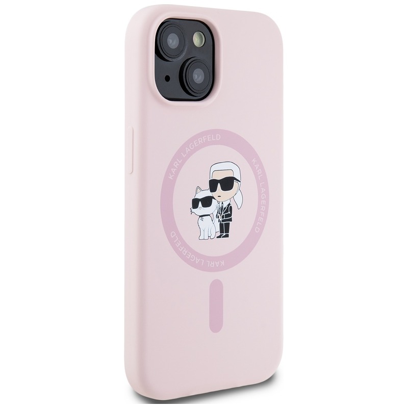 Karl Lagerfeld HC MagSafe Silicone KC Body Ring case for iPhone 15 Pink - Billede 4