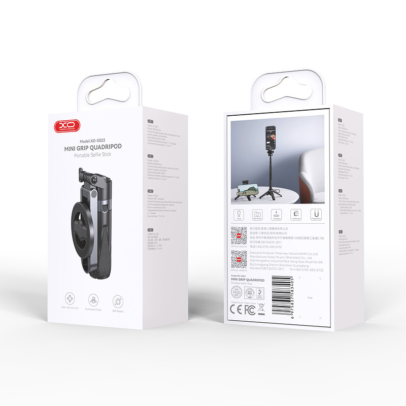 XO selfie stick Bluetooth tripod SS22 black magnetic for MagSafe - Billede 2