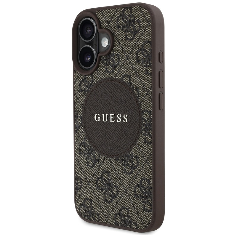 Guess HC MagSafe PU 4G Circle with Classic Logo case for iPhone 16 Brown - Billede 2