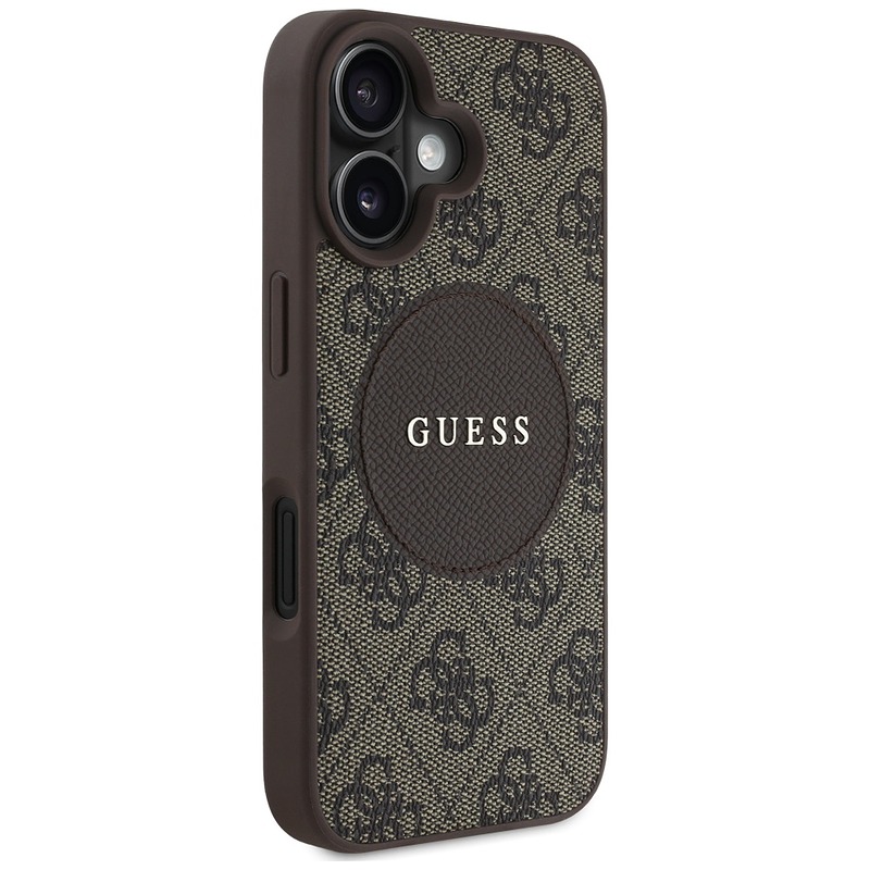 Guess HC MagSafe PU 4G Circle with Classic Logo case for iPhone 16 Brown - Billede 4