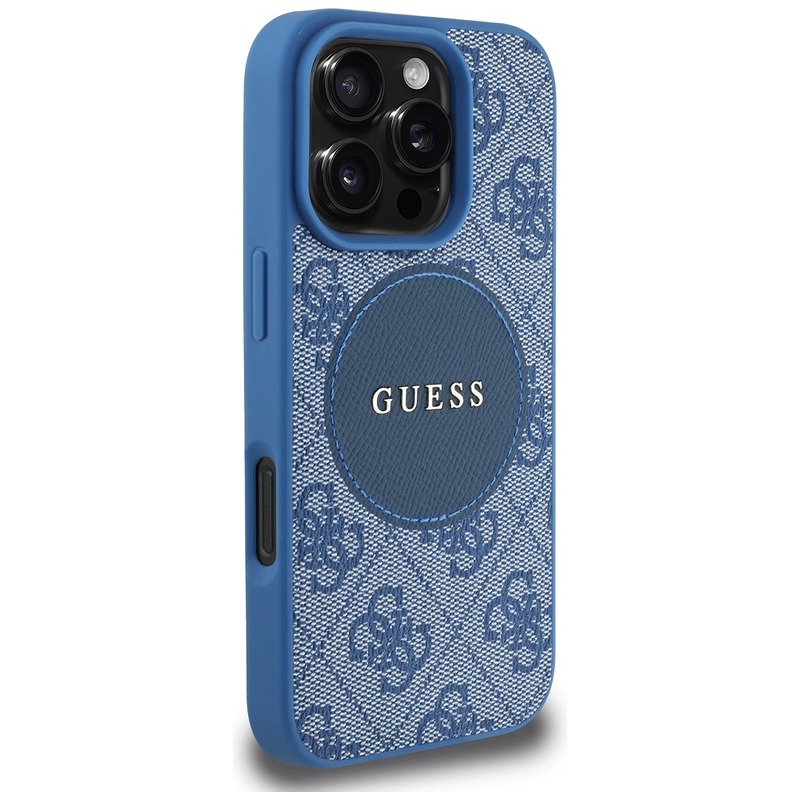 Guess HC MagSafe PU 4G Circle with Classic Logo case for iPhone 16 Pro Max Blue - Billede 4