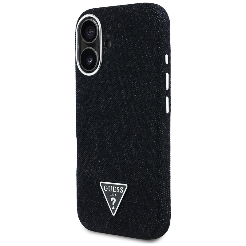 Guess HC MagSafe FW Denim Triangle Logo Case for iPhone 16 Black - Billede 2