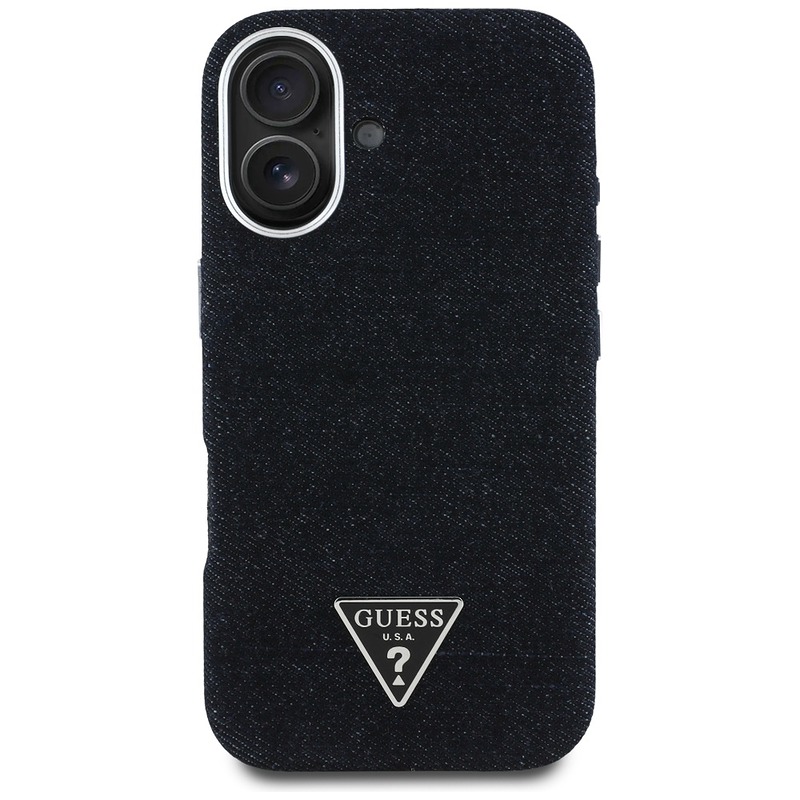 Guess HC MagSafe FW Denim Triangle Logo Case for iPhone 16 Black - Billede 3