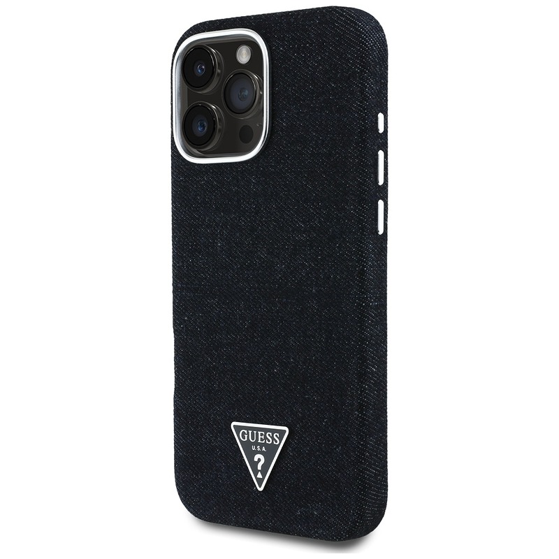 Guess HC MagSafe FW Denim Triangle Logo Case for iPhone 16 Pro Max Black - Billede 2