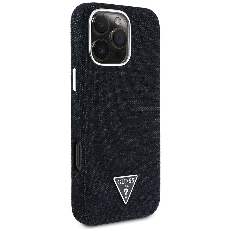Guess HC MagSafe FW Denim Triangle Logo Case for iPhone 16 Pro Max Black - Billede 4