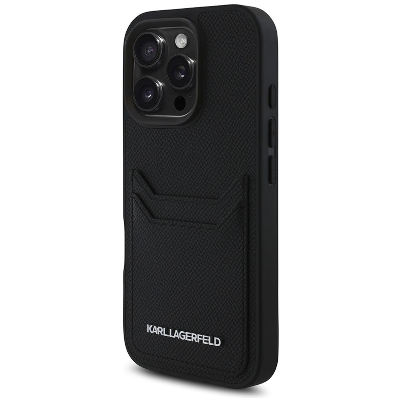 Karl Lagerfeld HC Grained PU CardSlot Metal Elong Case for iPhone 16 Pro Max Black - Billede 2