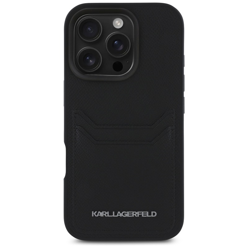 Karl Lagerfeld HC Grained PU CardSlot Metal Elong Case for iPhone 16 Pro Max Black - Billede 3