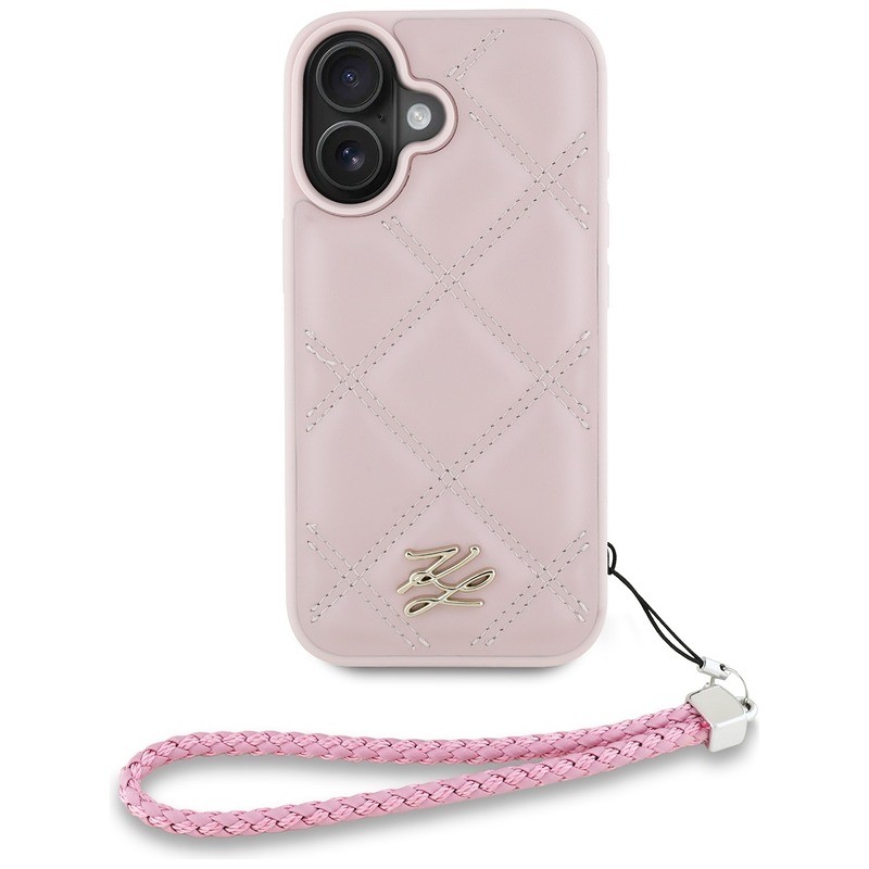 Karl Lagerfeld HC Quilted PU Initial Logo & Chain Strap case for iPhone 16 Pink - Billede 2