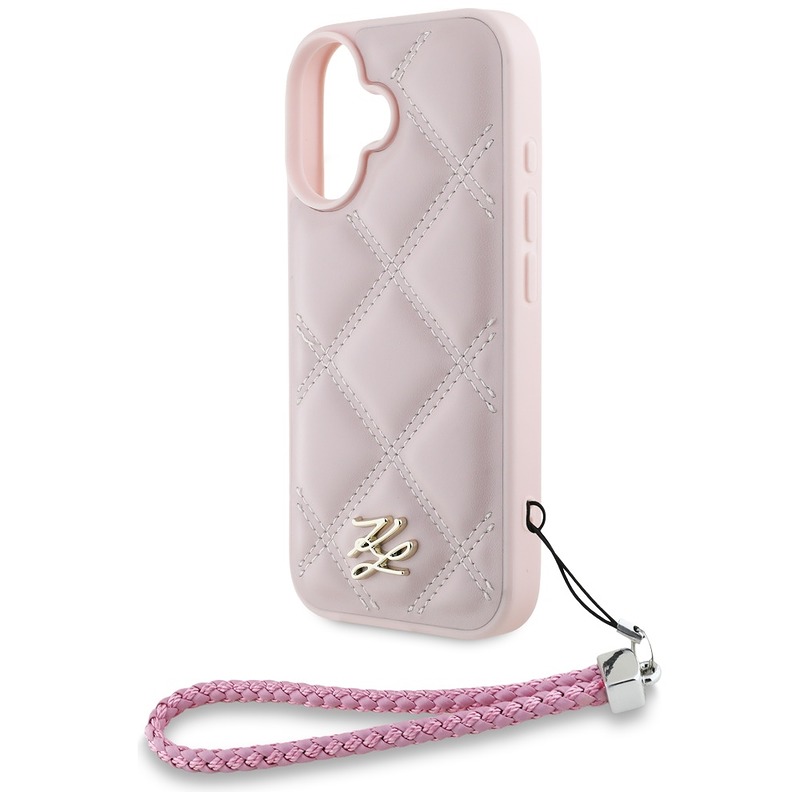 Karl Lagerfeld HC Quilted PU Initial Logo & Chain Strap case for iPhone 16 Pink - Billede 5