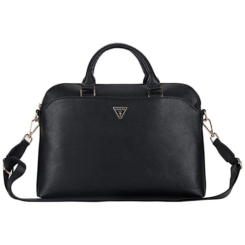 Guess Computer Bag Grained PU Zipper Pocket & Triangle Logo for 15" Laptop Black