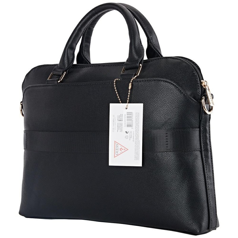 Guess Computer Bag Grained PU Zipper Pocket & Triangle Logo for 15" Laptop Black - Billede 4