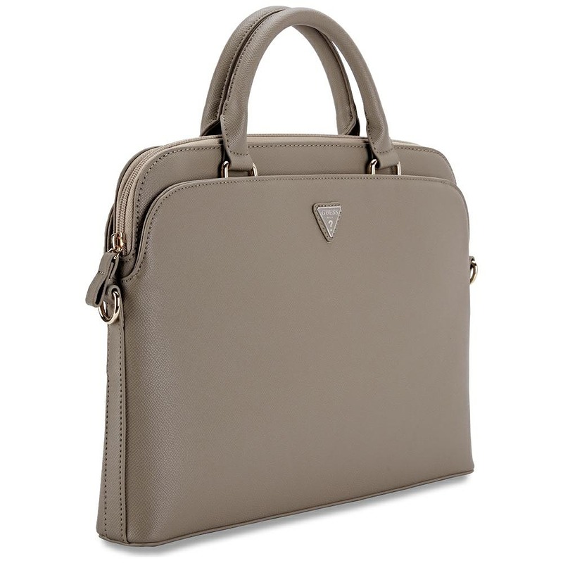 Guess Computer Bag Grained PU Zipper Pocket & Triangle Logo for 15" Laptop Brown - Billede 3