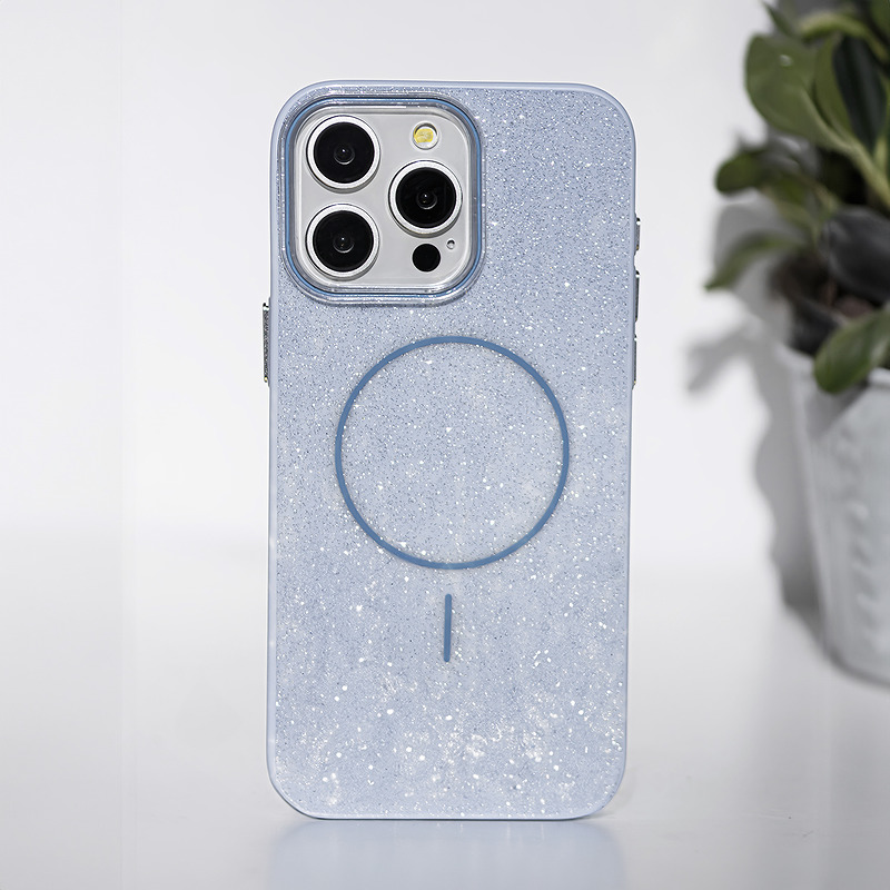 Glitter Thin Mag case for iPhone 16e / 17e blue - Billede 2