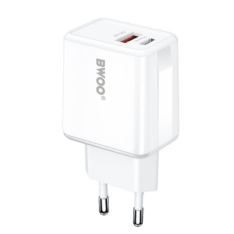 BWOO wall charger CDA182 QC 38W 1x USB-A + 1x USB-C white