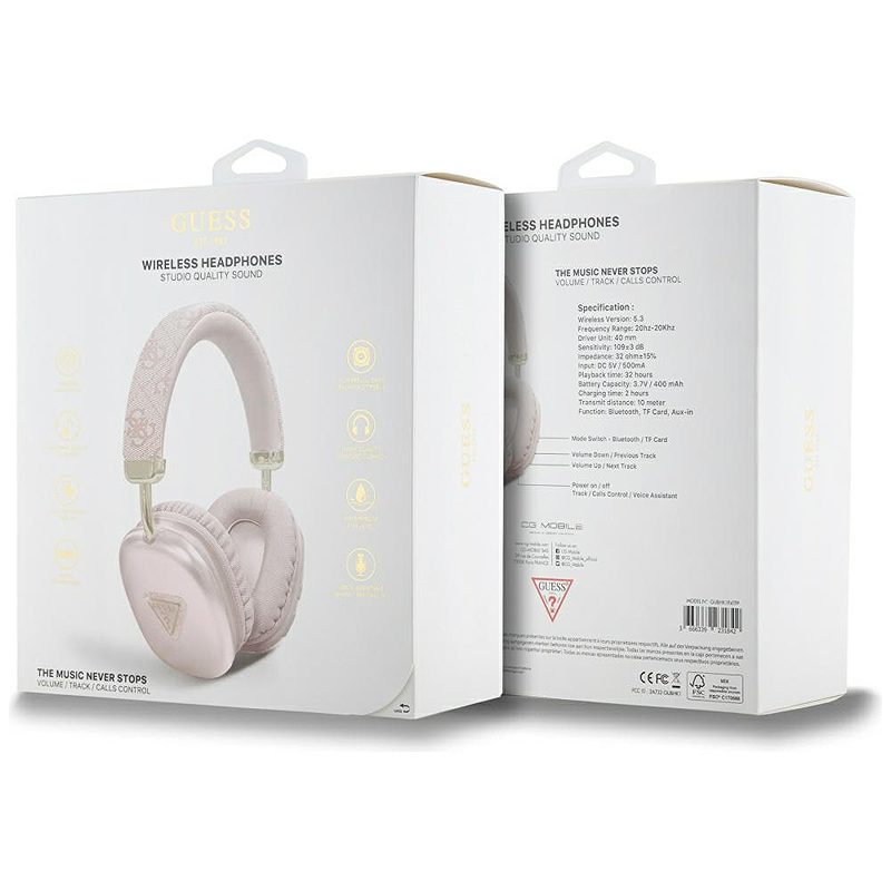Guess wireless headphones BT 4G GOLD TRIANGLE LOGO pink - Billede 4
