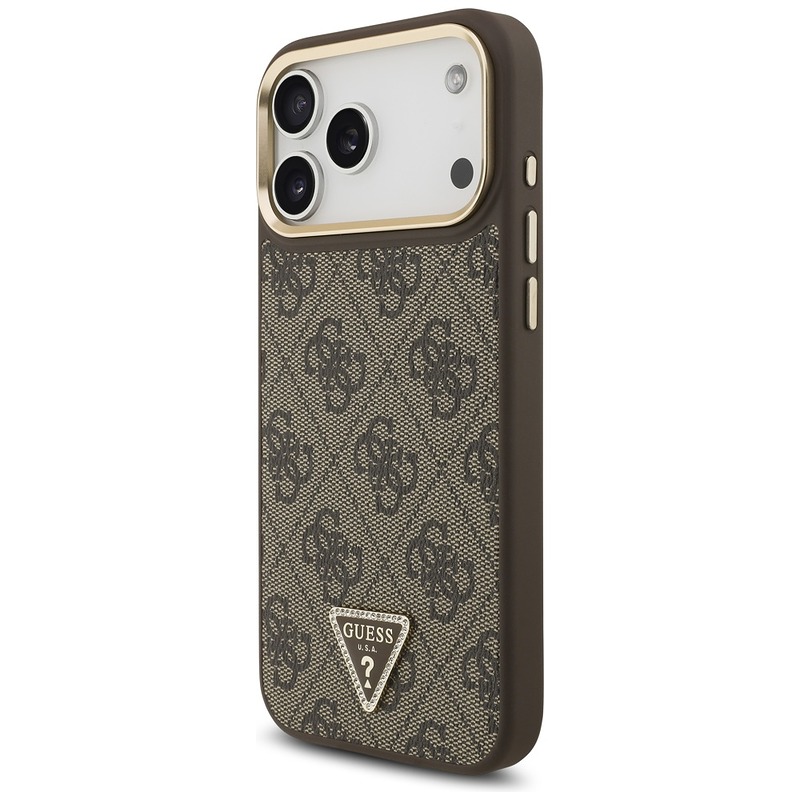Guess Case Magsafe 4G PU Leather Case With Triangle Logo And Gold Metal Camera Frame For iPhone 17 Pro Max Black - Billede 2