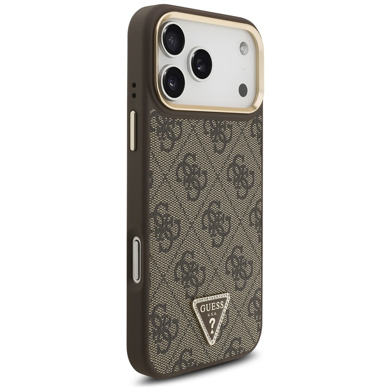 Guess Case Magsafe 4G PU Leather Case With Triangle Logo And Gold Metal Camera Frame For iPhone 17 Pro Max Black - Billede 4
