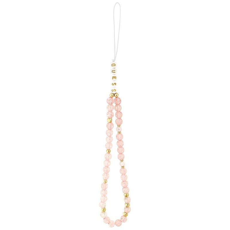 Guess Case Magsafe IML Case Flowers Electroplated Allover With Beads Strap For iPhone 17 Pink - Billede 2