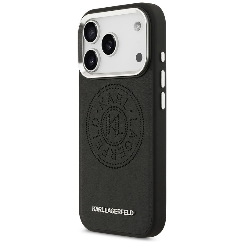 Karl Lagerfeld case Magsafe PU case with Karl round point logo metal camera buttons and logo for iPhone 17 Pro Max black - Billede 2