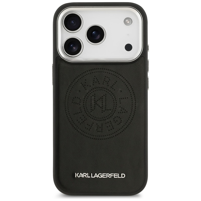 Karl Lagerfeld case Magsafe PU case with Karl round point logo metal camera buttons and logo for iPhone 17 Pro Max black - Billede 3