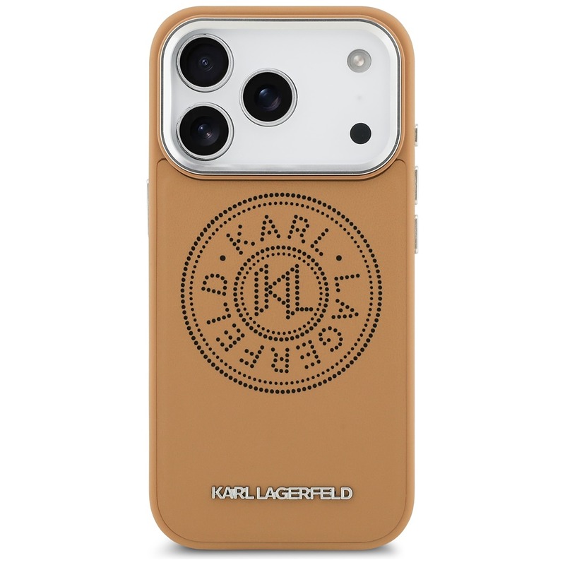 Karl Lagerfeld case Magsafe PU case with Karl round point logo metal camera buttons and logo for iPhone 17 Pro Max brown - Billede 3