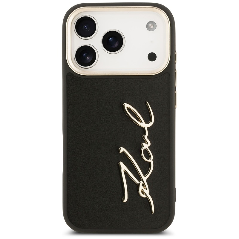 Karl Lagerfeld case PU leather case with Karl script logo and metal camera buttons for iPhone 17 Pro black - Billede 3
