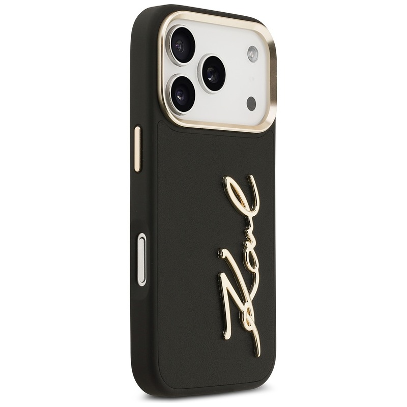 Karl Lagerfeld case PU leather case with Karl script logo and metal camera buttons for iPhone 17 Pro black - Billede 4