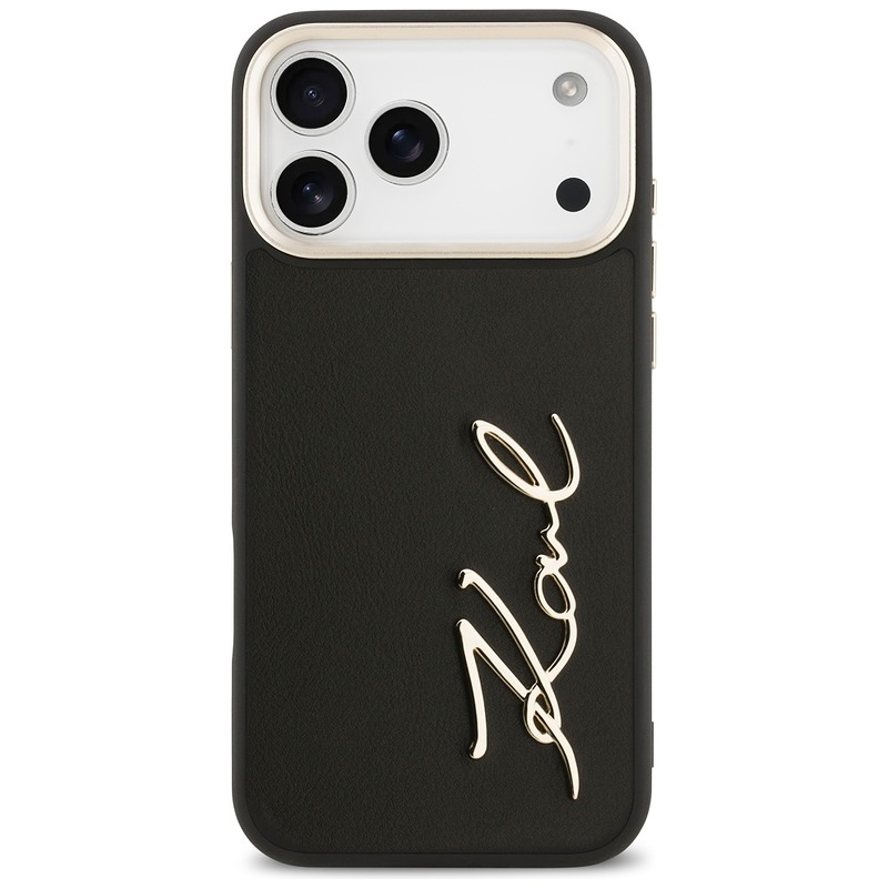 Karl Lagerfeld case PU leather case with Karl script logo and metal camera buttons for iPhone 17 Pro Max black - Billede 3