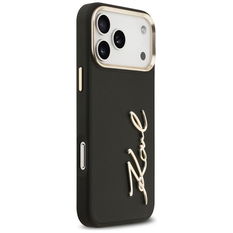 Karl Lagerfeld case PU leather case with Karl script logo and metal camera buttons for iPhone 17 Pro Max black - Billede 4