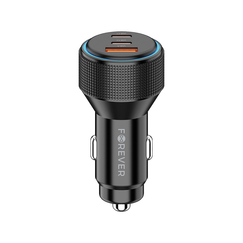 Forever CC-07-66ACC PD QC car charger 1x USB-A 2x USB-C 66W black