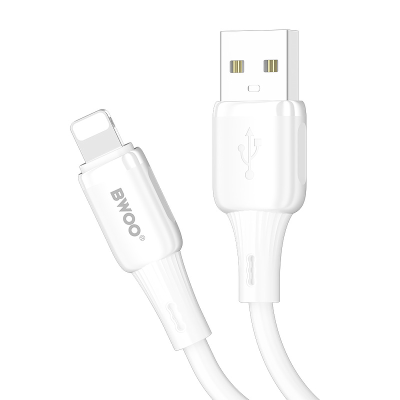 BWOO 3A silicone cable X329L usb - lightning 3A 1m white - Billede 3